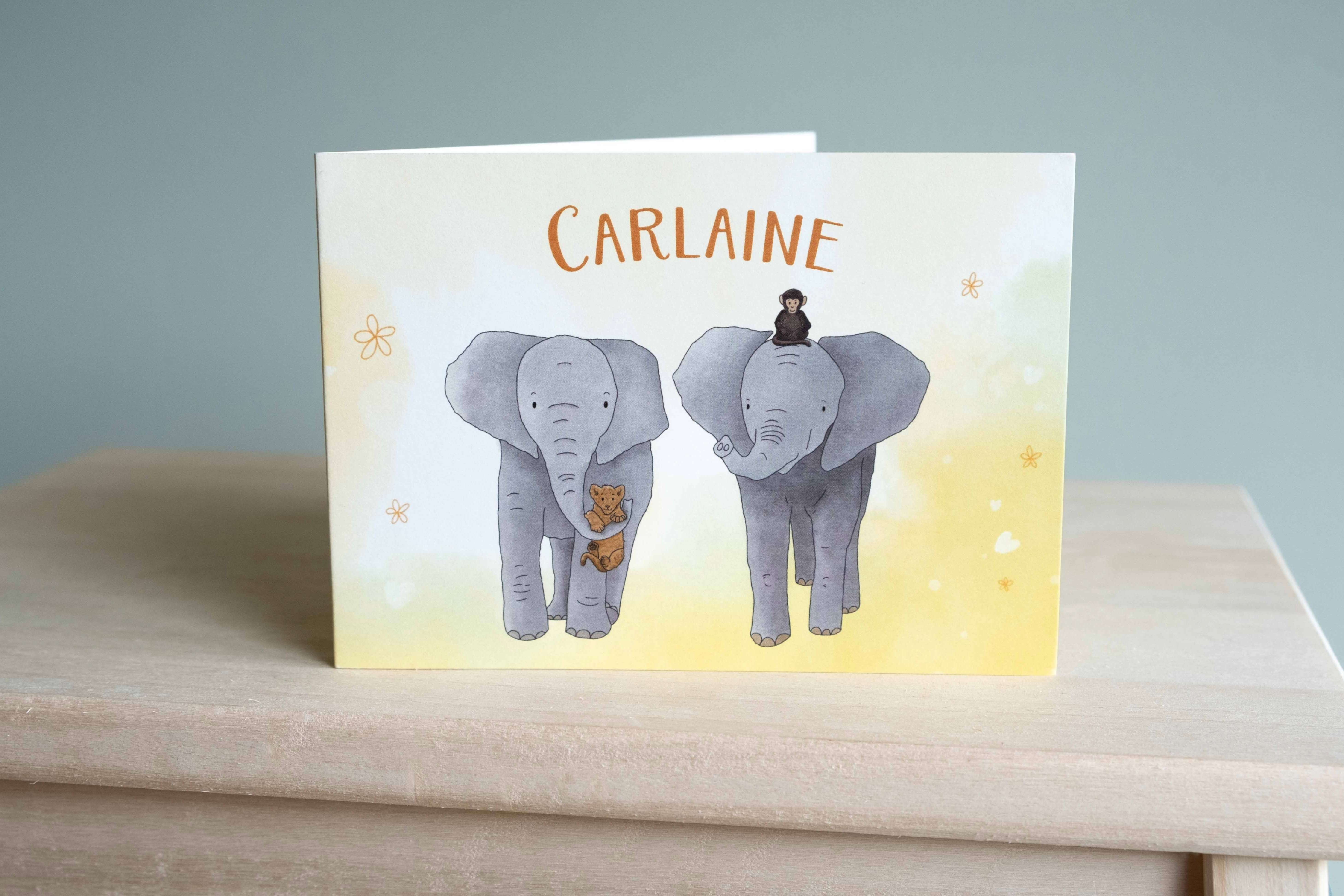 photo of a birth card for carlaine