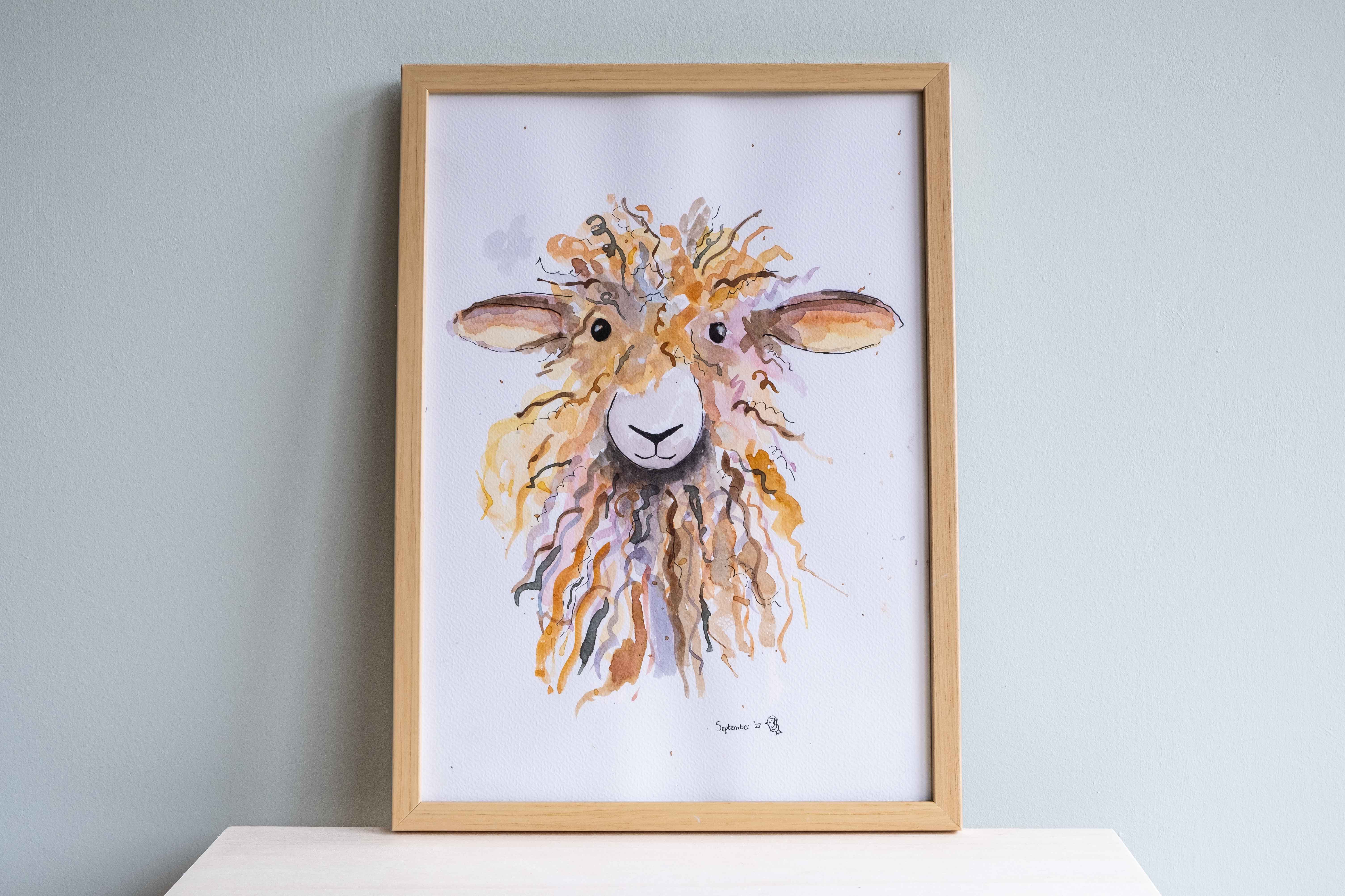 photo of a painting of sheep