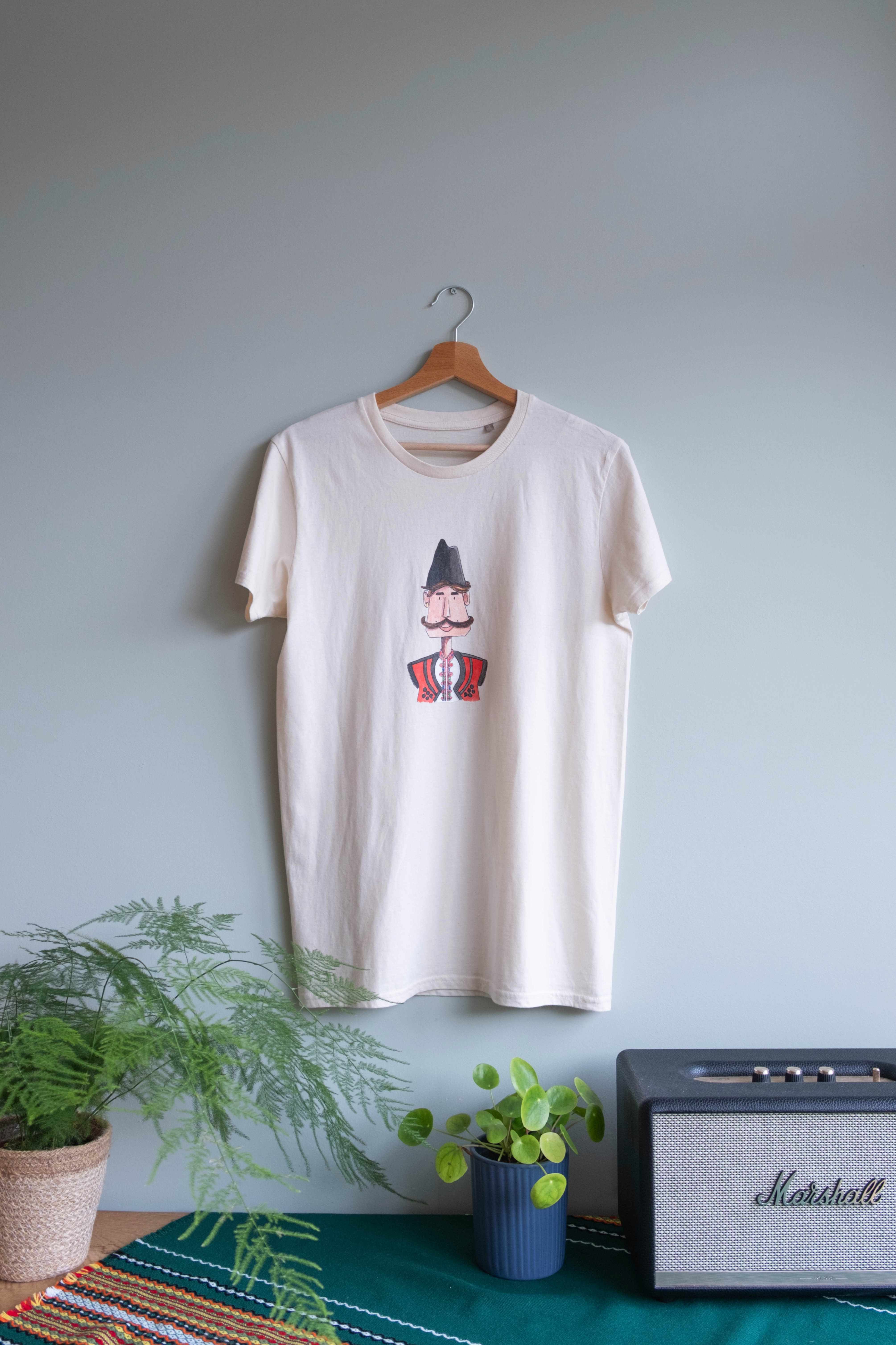 illustration of a Bulgarian dancer on a t-shirt